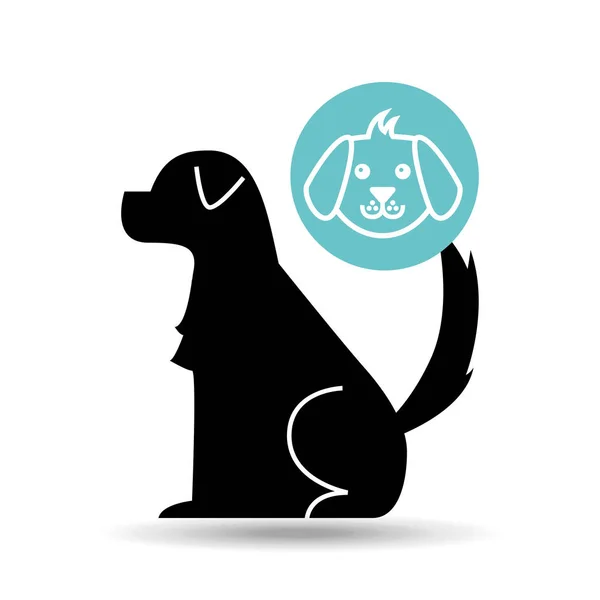 Silueta perro cachorro icono — Vector de stock