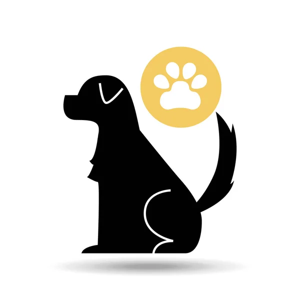 Silhouette dog paw icon — Stock Vector