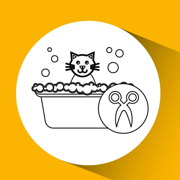 Cat bath styling pet icon — Stock Vector