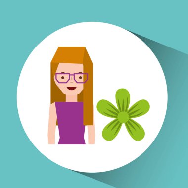 gözlük ve papatya çiçek tasarım ile kız