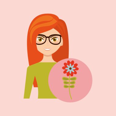 çizgi film kız Bahçe sevimli çiçek tasarım