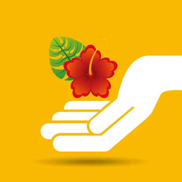 Mão segurar bela flor lírio vermelho —  Vetores de Stock