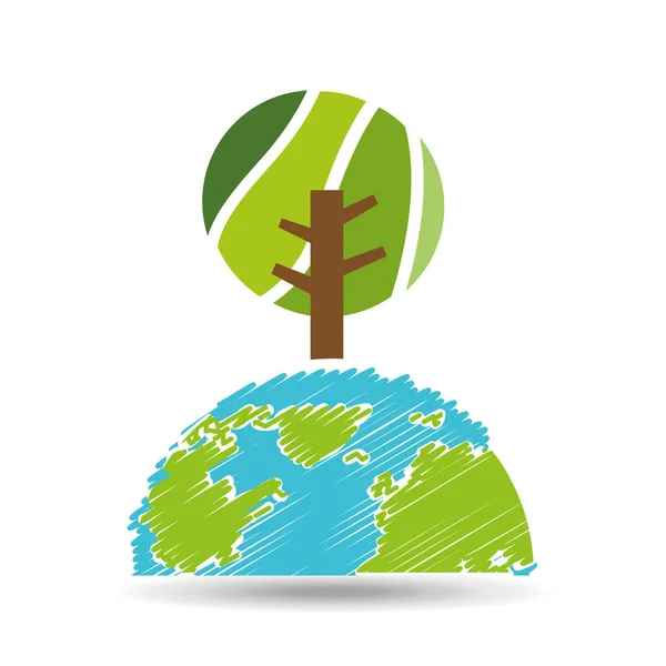 Planet earth ecology icon — Stock Vector