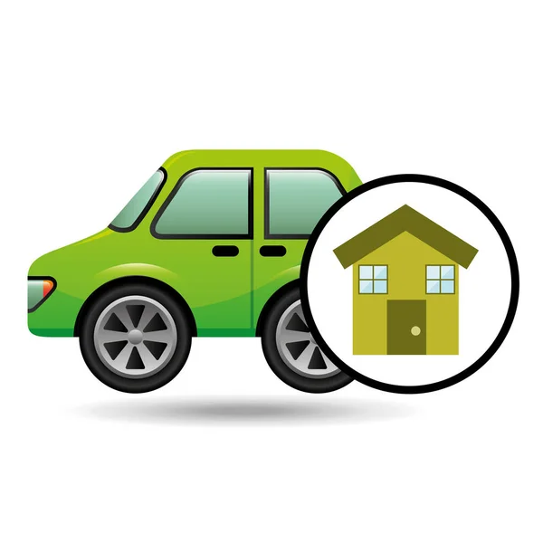 Эко автомобиль дом икона окружающей среды — стоковый вектор