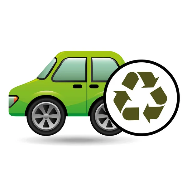 Eco car icon environment recycle symbol — Stock Vector