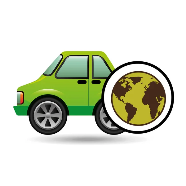 Yeşil ekoloji araba dünya kavramı — Stok Vektör