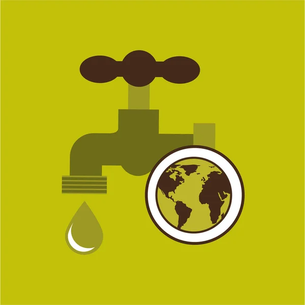 Carte terre environnement écologique vert eau du robinet — Image vectorielle