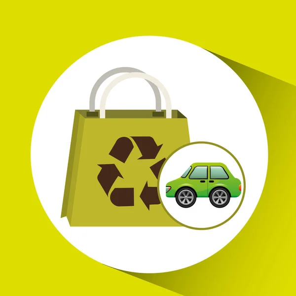 Eco coche bolso tienda icono ambiente — Vector de stock