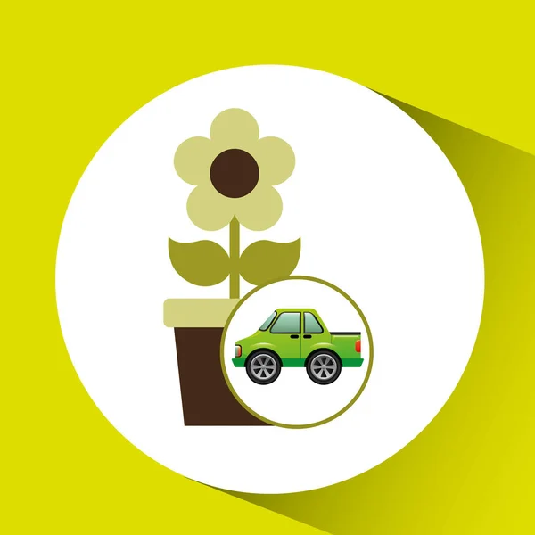 Grüne Ökologie Auto Blume Konzept — Stockvektor
