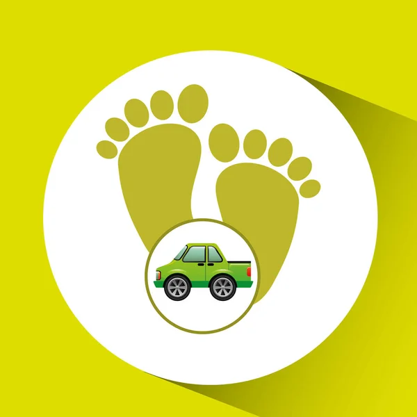 녹색 생태 자동차 발자국 개념 — 스톡 벡터