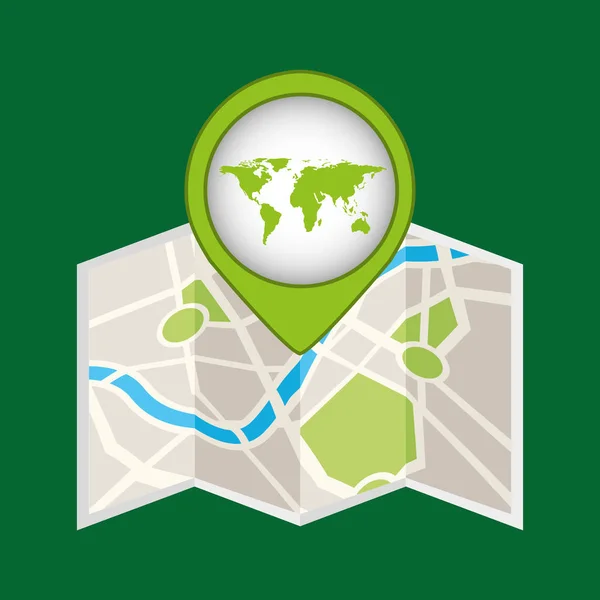 Harita PIN yeşil dünya simgesi — Stok Vektör