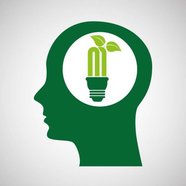 kavram çevre ampul bitki siluet kafa