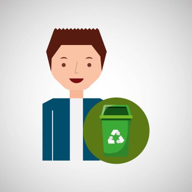 sevimli çocuk ekoloji simgesini çöp geri dönüşüm