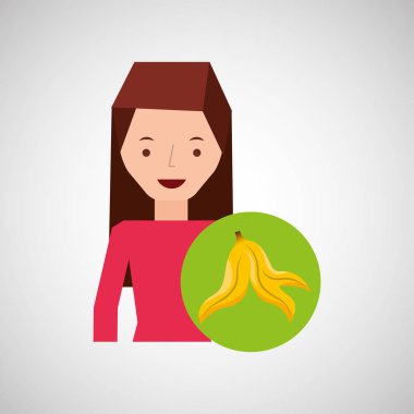 Kız çizgi film geri dönüşüm simgesini çöp organik