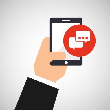 Smartphone ve kabarcık sohbet tutan el