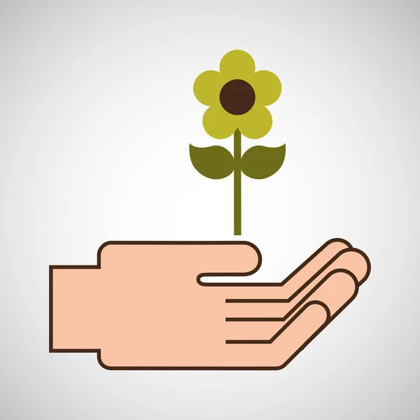 Manos cuidado ambiente flor naturaleza — Vector de stock