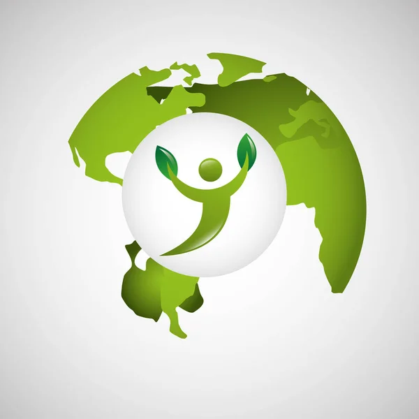 Silueta de persona de medio ambiente mundial global — Vector de stock
