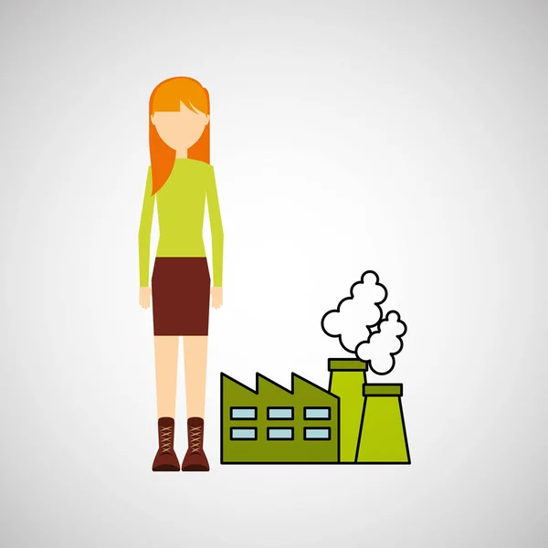Dívka koncepce ekologické výroby — Stockový vektor