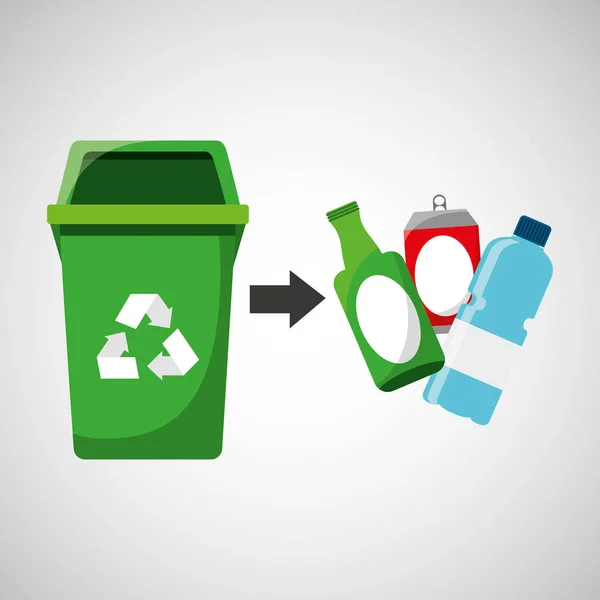 Recycling van flessen en kan pictogrammen — Stockvector