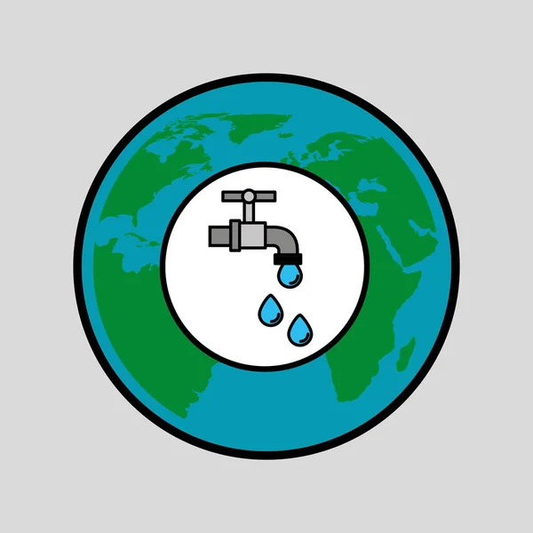 Globe világ víz ökológiai környezet koncepcióterv — Stock Vector