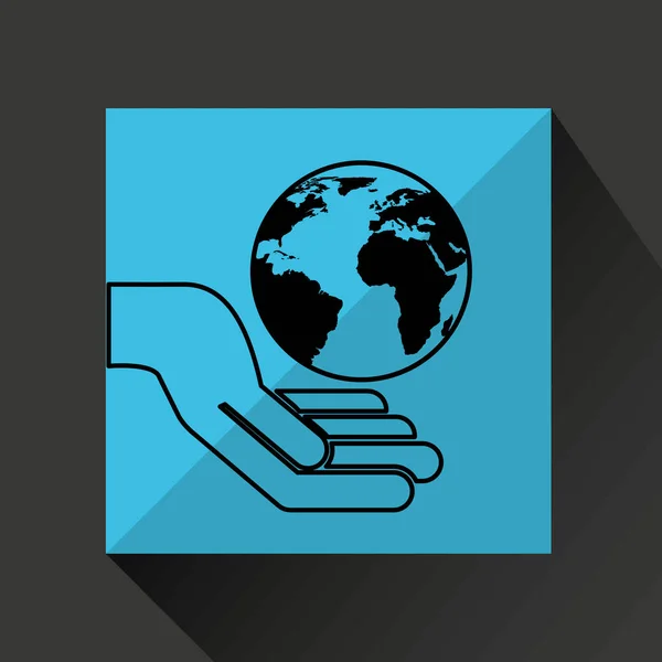 Silhouette hands environmentally friendly globe — Stock Vector