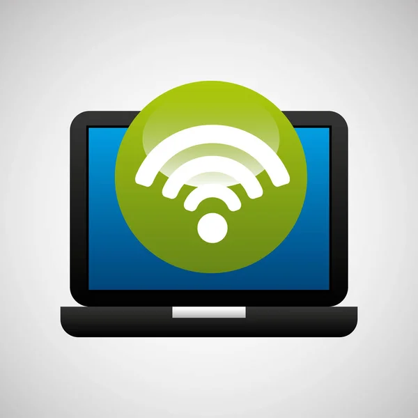 Laptop icon wifi social media — Vector de stoc