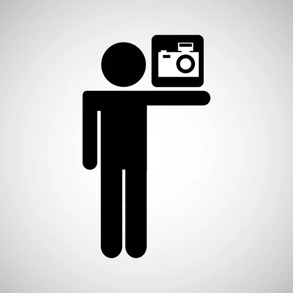 Silhouette mannen tecken kamera media design — Stock vektor