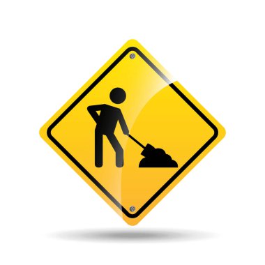 İnşaat tasarım simgesi altında yol işareti