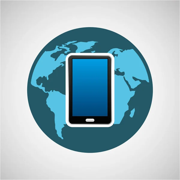 Konzept Globus Smartphone Social Media — Stockvektor