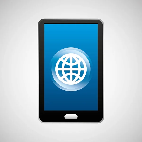 Smartphone küresel sosyal ağ ortam simgesi — Stok Vektör