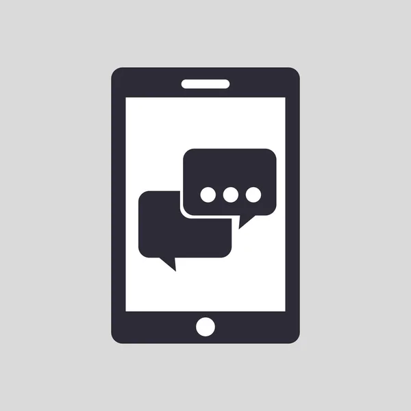 Hand met smartphone- en bellendiagrammen chat — Stockvector
