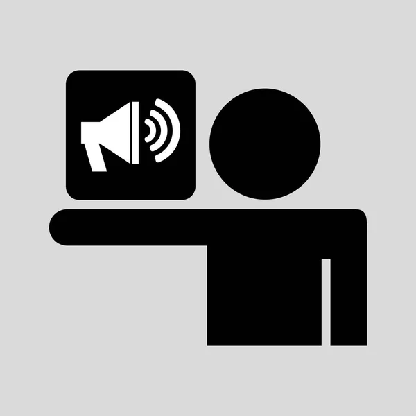 Silhouette man speaker icon social network — Stock Vector