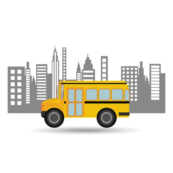 Bus school city background graphic — Stock Vector