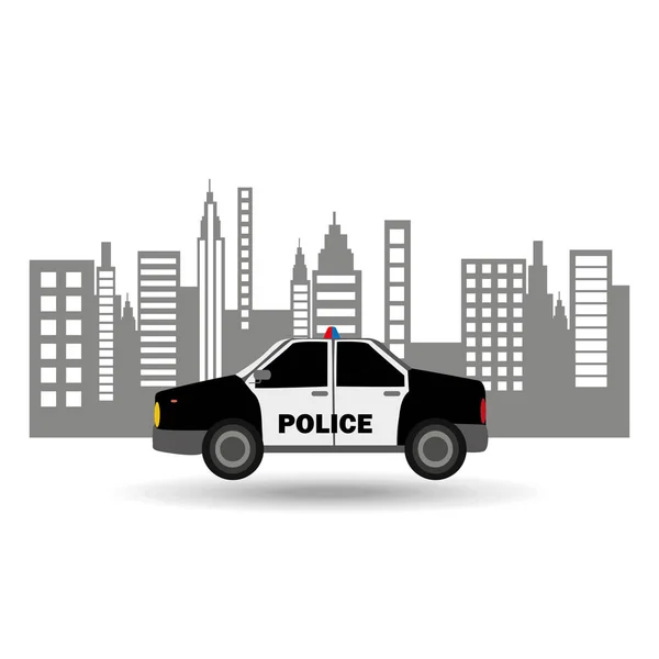 Polícia carro cidade fundo design — Vetor de Stock