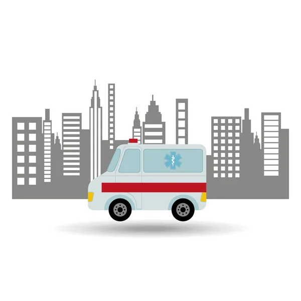 Ambulans fordonet city bakgrundsdesign — Stock vektor