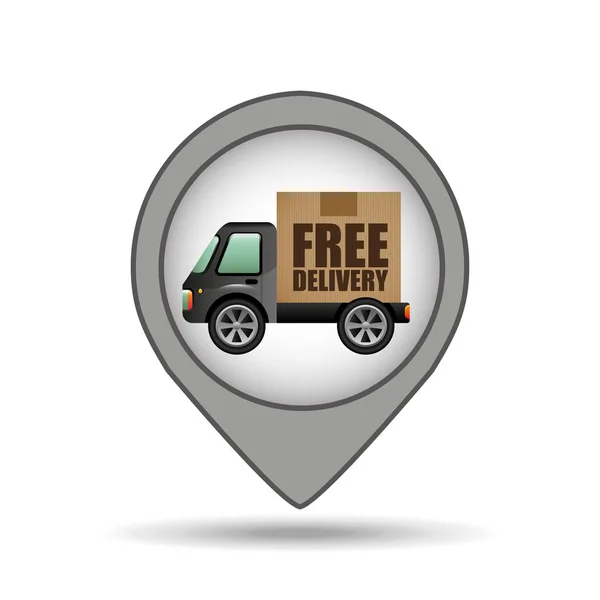 Camion livraison gratuite icône carte pointeur conception — Image vectorielle