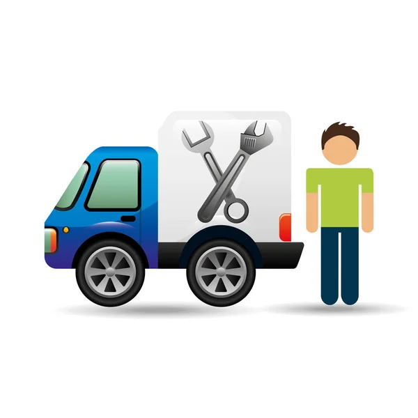 Character man car repair service design — Stock Vector