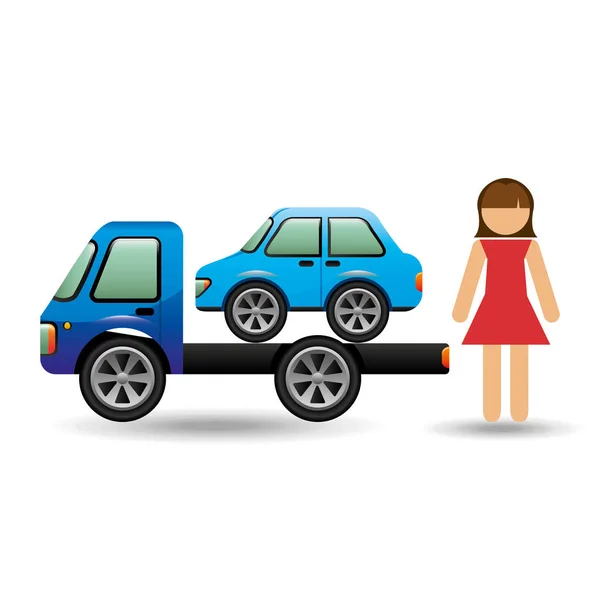 Holowanie samochodów ciężarowych dziewczynka graficzny — Wektor stockowy