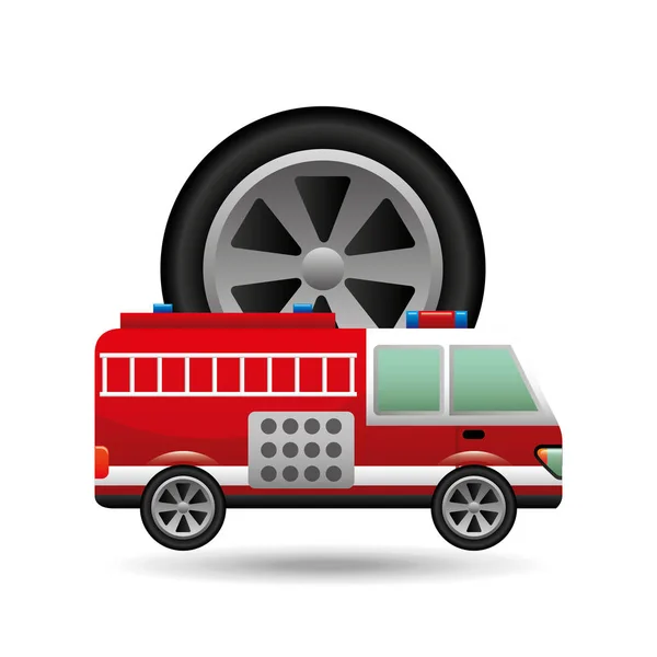 Feuerwehrauto-Ikone Raddesign — Stockvektor