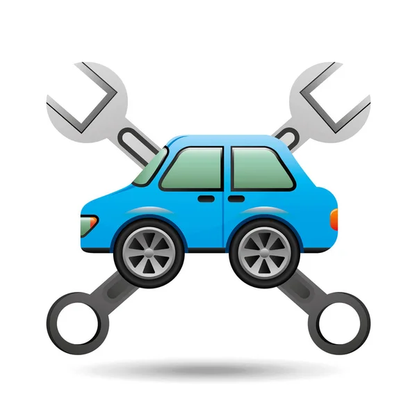 Blue car icon tool support graphic — Stock Vector