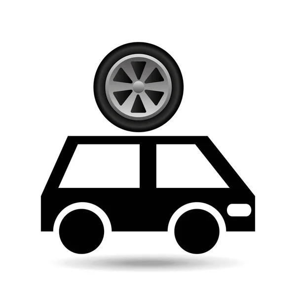 Van samochodu koło ikona kreskówka — Wektor stockowy