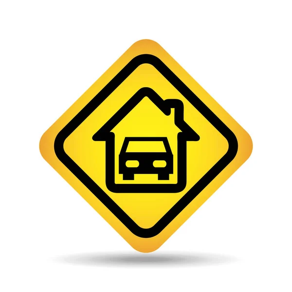 Segno del traffico icona auto a casa — Vettoriale Stock