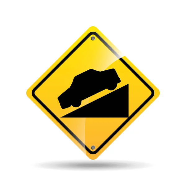 Road sign steep decline icon — Stock Vector