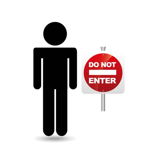 Road sign not enter silhouette man — Stock Vector