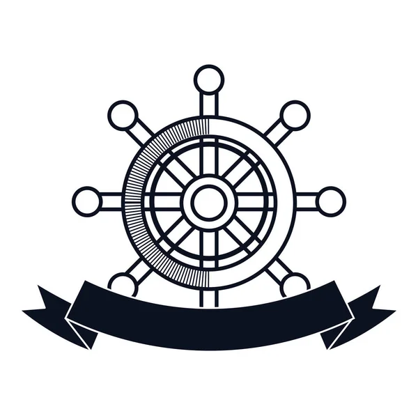 Gemi timon deniz çerçeve — Stok Vektör