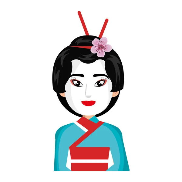 Beautiful geisha japan character — Stock Vector