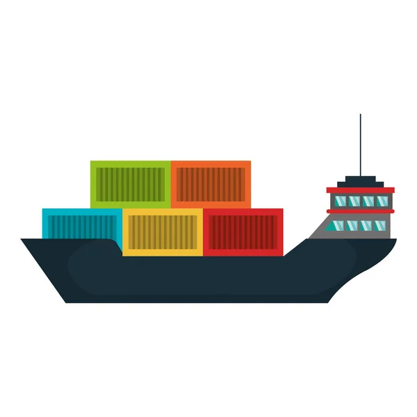 Cargo ship silhouette icon — Stock Vector