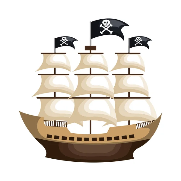 Иконка пиратского корабля — стоковый вектор