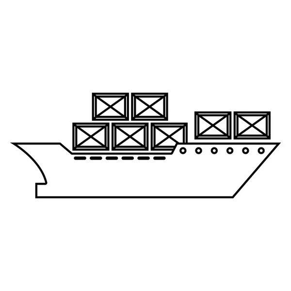 Ícone de silhueta de navio de carga —  Vetores de Stock