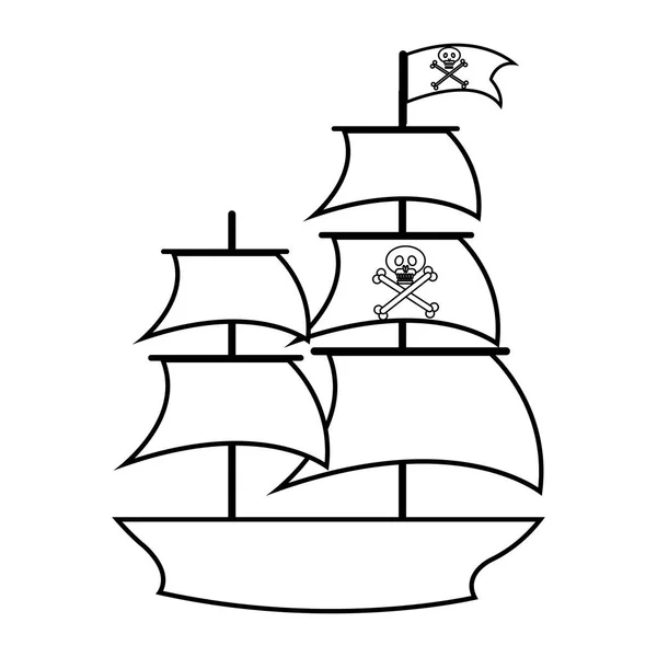 Piraten schip geïsoleerde pictogram — Stockvector